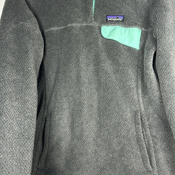 Patagonia Women's Grey Blue Jacket Tool Snap T Fleece Pullover- Size Medium - Picture 3 of 9